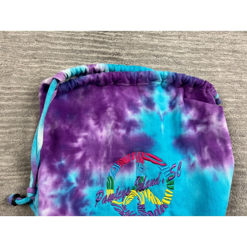 Unbranded Drawstring Backpack Unisex OS Purple Tie Dye Peace Sign Pawleys Island - Picture 2 of 13